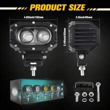 Bicolor Led Auxiliary Headlights For Car And Motorcycle Magnifying Light Double Focus 2pcs - Black - View 3