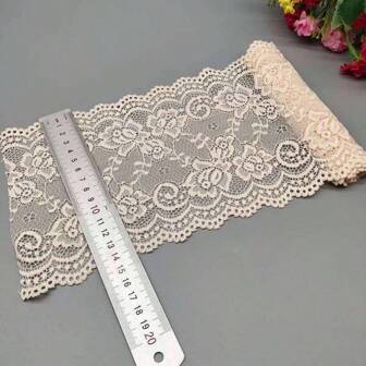 1m Elastic Lace Trim, 15cm Width, Multicolor, DIY Sewing Craft Material Decorative Lace Border