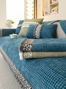 1pc All Season Universal Sofa Seat Cushion Cover, Modern Minimalist Non-Slip Fabric Sofa Throw Pillow Slipcover, Removable Machine Washable, Fits L-Shaped Chaise And 1-4 Seater Sofa