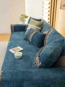 1pc All Season Universal Sofa Seat Cushion Cover, Modern Minimalist Non-Slip Fabric Sofa Throw Pillow Slipcover, Removable Machine Washable, Fits L-Shaped Chaise And 1-4 Seater Sofa