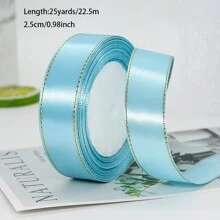 25 Yards Double Gold Edge Satin Ribbon 0.6/1/1.5/2.5/4cm Multiple Colors Gift Wrapping Ribbon Hair Accessory Clothing Material, Used For Gift Wrapping, Crafts, Bow Hair Ties, Wedding Party Decoration