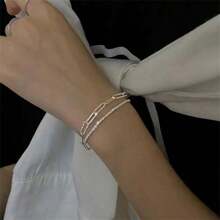 Pulseiras Duplas em Camadas, Conjunto de 2 Peças, Pulseiras Doces e Concisas com Miçangas para Mulheres, para sobrepor