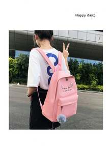 Mochila Espaciosa, Hermoso Diseño De Orejas De Gato, Set De 4 Bolsos Con Gran Capacidad - Rosa - Ver 9