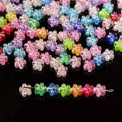 100pcs 4x7mm (0.16*0.28 Inch) AB Color Small Flower Beads With Shiny AB Crystal Spacer Beads, Suitable For Making Earrings, Bracelets And Exquisite DIY Crafts, Valentine's Day Gift