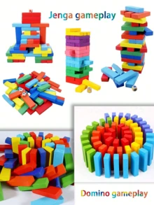 1 Set Balancing Stacking Board Game For Adults And Kids, Building Block Stack Up Toy With Numbers - Multicolor - View 6