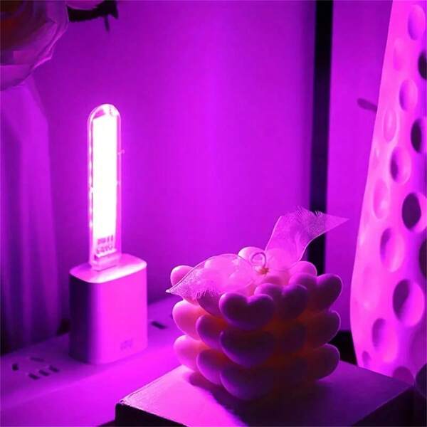 1pc USB 8 LED Atmosphere Lamp, High Brightness Multi-Colored Mini Table Lamp, Eye-Caring USB Night Light, Lamp, USB Romantic/Couple Night Light