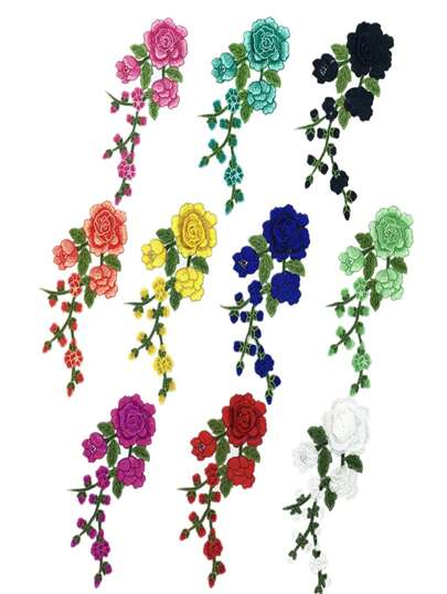1pc Colorful 3D Embroidered Peony Flower Patch With Lace Trim, DIY Clothing Accessory Applique