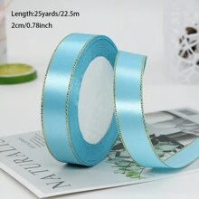 25 Yards Double Gold Edge Satin Ribbon 0.6/1/1.5/2.5/4cm Multiple Colors Gift Wrapping Ribbon Hair Accessory Clothing Material, Used For Gift Wrapping, Crafts, Bow Hair Ties, Wedding Party Decoration