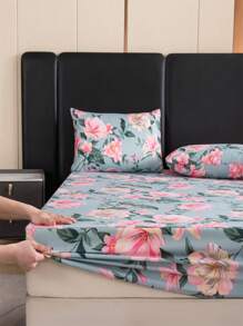 3pcs Polyester Floral Printed Bedspread Set (1 Bedspread + 2 Pillowcases) - Peony - View 3