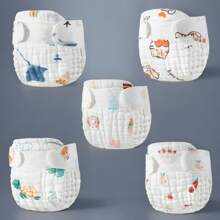 5 pièces Couches lavables pour bébé avec tampon anti-fuite, convenant aux nouveau-nés et nourrissons pour toutes les saisons. Cadeaux de décoration pour la fête de naissance en famille