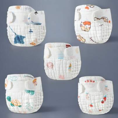 5 st babytvättbara blöjor med urinkudde, lämplig för nyfödda och spädbarn med universell säsongsanvändning. Babydusch Familjedekorationer Presenter