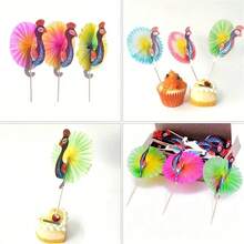 50pcs, Peacock Cocktail Toppers - Decorative Fruit Toothpicks For Summer Parties And Hawaii Themed Events - Multicolor - View 6