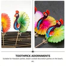50pcs, Peacock Cocktail Toppers - Decorative Fruit Toothpicks For Summer Parties And Hawaii Themed Events - Multicolor - View 3