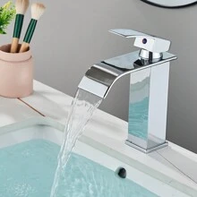 Faucet Bathroom Waterfall Wash Basin Faucet Chrome, Single Lever Mixer Faucet Wash Basin, Hot And Cold Adjustable, Bathroom Faucet Water Saving Brass - Silver - View 5
