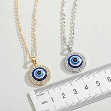 1入組S925銀四方立方氧化鋯飾品邪惡之眼吊墜銀項鍊，適用於女士新娘婚禮高端珠寶，土耳其眼幾何魔鬼之眼吊墜項鍊 - 星星 - 查看 7