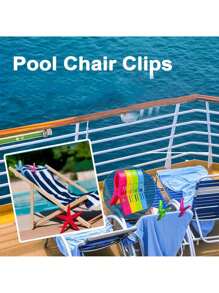 Beach Chair Towel Clips-Cruise Essentials, Pool Chair Clips Large Hanging Clip Clamps Beach Towel Holder Clothes Pegs To Keep Your Towel From Blowing Away, Vacation Beach Must Have