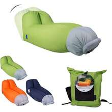 LUCKYERMORE Summer Outdoor Inflatable Air Lounger Sofa With Handy Storage Bag Adjustable Backrest Portable Hangout Sofa For Travelling Pool Camping - Green - View 3