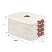1 contenedor para almacenar empanadas, caja transparente segura para el congelador para uso doméstico, conservación de verduras y alimentos - Beis - Ver 1