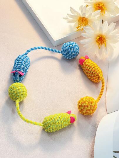 One Cat Mouse Colored Braided Rattail Ball Toy With Rustling Sound For Cats To Enjoy Playing And Amusing Themselves, Pet Toy Use Only