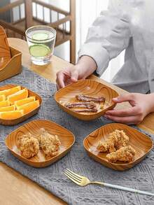 Faux Wood Grain Snack Bowl For Home Use, Suitable For Storing Dried Fruit, Sweets And Other Snacks On Desktop - Brown - View 1