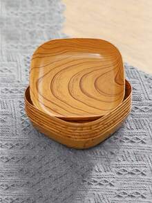 Faux Wood Grain Snack Bowl For Home Use, Suitable For Storing Dried Fruit, Sweets And Other Snacks On Desktop - Brown - View 3