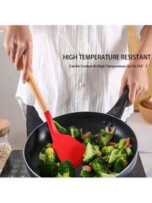 Juego de utensilios de cocina, juego de utensilios de cocina con soporte, utensilios de silicona para cocinar, juego de espátula de cocina para hornear antiadherente y resistente a altas temperaturas (12 P, verde) - Rojo - Ver 3