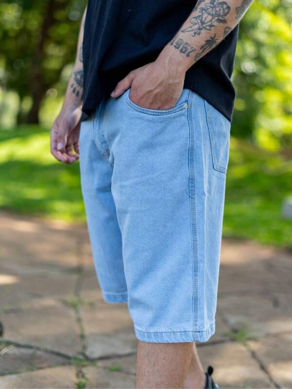 Bermuda Jeans Masculino Shorts Balão Estilo Skatista Largão