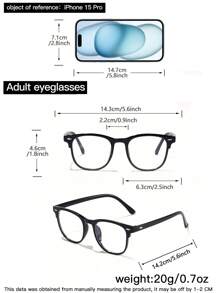 1副男士经典方形“返校季”黑色眼镜，透明镜片，适用于电脑、电视、游戏、智能手机等，保护眼睛免受视觉疲劳。 - 黑色 - 查看 5