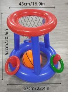 1 个充气 PVC 篮球架，尺寸：22.4 英寸（长）x 20.5 英寸（高），配有三个充气环和一个球，适合夏季水上抛球游戏。泳池配件