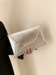 Bộ ly hợp trang trí bằng kim loại màu bạc thời trang xuân hè mới với họa tiết kim loại ấn tượng và nắp đậy dành cho nữ, thích hợp để đựng hồ sơ và tài liệu. - Bạc - Xem 4