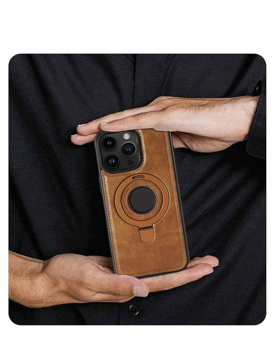Capa de telefone empresarial com textura de couro e padrão de linha de carro e suporte de sucção magnética, compatível com iPhone 12/13/14/15 Pro Max