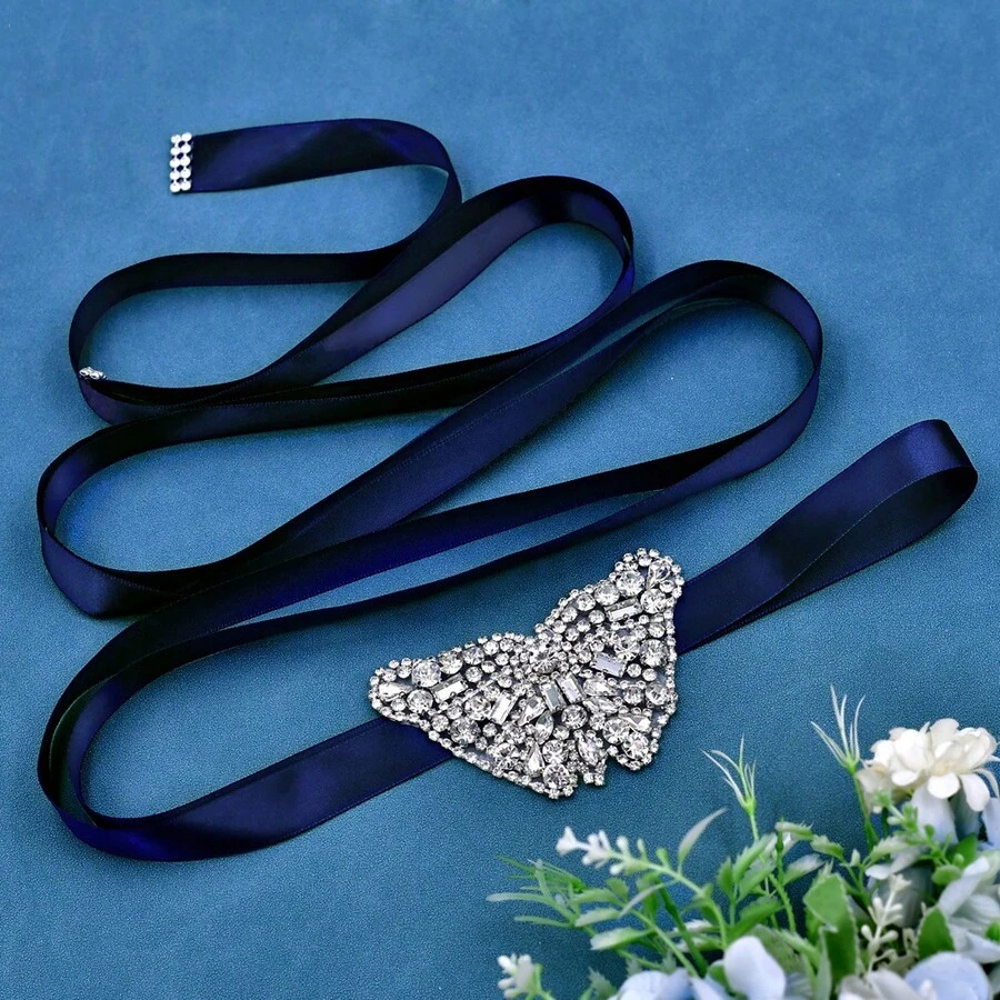 A Shiny Rhinestone Butterfly Bridal Belt, Handmade Rhinestone Beaded Dress Accessory, New Women's Waist Belt - Multicolor - View 1