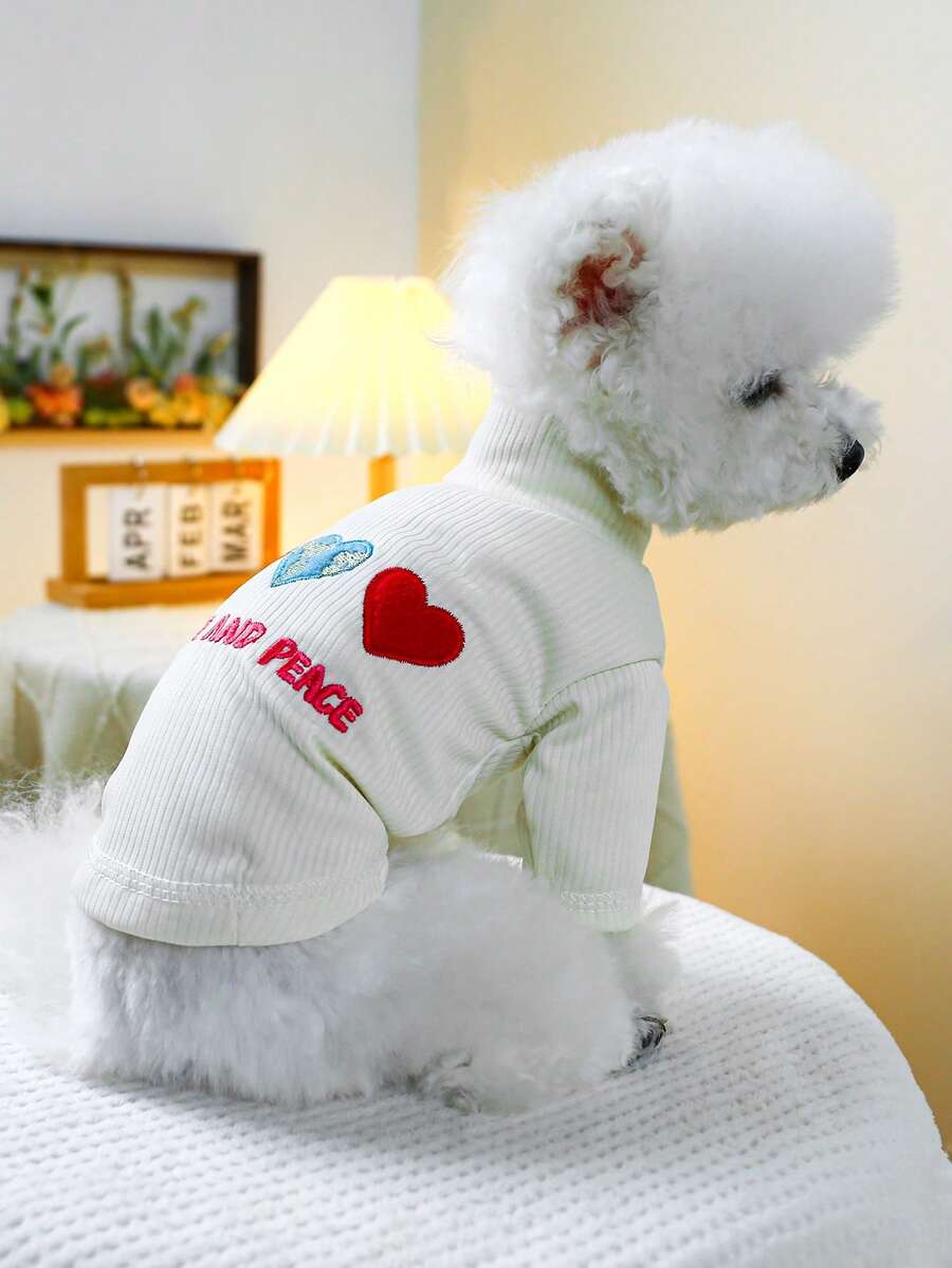 1 件宠物服装，白色爱与和平狗猫家居/户外背心 - 白色 - 查看 1