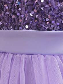 女童亮片网纱公主裙，适合花童、派对和优雅场合，不含头饰