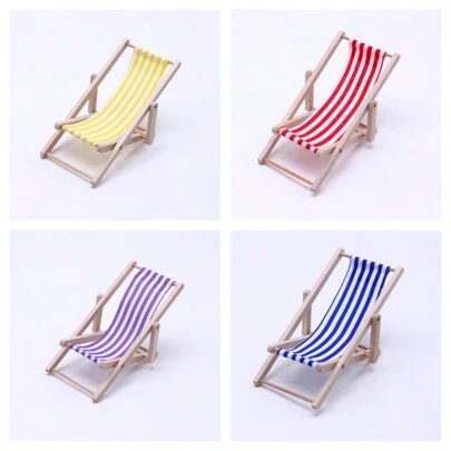 海滩装饰配件套件（注意：不可供人类使用）、可折叠沙滩椅及配件、DIY 海滩主题装饰、微型家居场景 DIY、爱好者收藏礼物