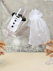 2 piezas/par de Copas de boda - Elegantes copas para la novia y el novio, perfectas para despedidas de soltera, bodas y aniversarios - Excelentes accesorios para fotos y decoraciones de mesa - Regalo ideal para fiestas, cumpleaños y ocasiones especiales