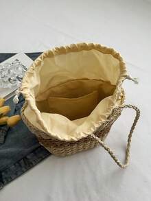 ZENIANGPN Túi cỏ dệt thời trang, Túi tote đi biển đơn giản và đa năng, Túi đeo vai, Túi tote, Túi xách - Nhiều màu - Xem 5