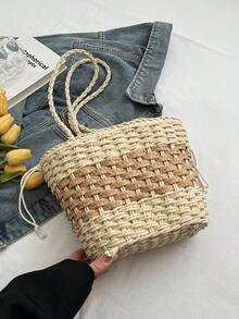 ZENIANGPN Túi cỏ dệt thời trang, Túi tote đi biển đơn giản và đa năng, Túi đeo vai, Túi tote, Túi xách - Nhiều màu - Xem 4