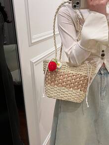 ZENIANGPN Túi cỏ dệt thời trang, Túi tote đi biển đơn giản và đa năng, Túi đeo vai, Túi tote, Túi xách - Nhiều màu - Xem 2