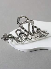 1 件装女士高档金属龙爪夹，大号发夹发爪发饰新款发夹骷髅发夹发夹发夹发夹发夹，休闲秋冬发饰女士度假装 - 銀色 - 查看 5