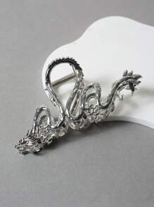 1 件装女士高档金属龙爪夹，大号发夹发爪发饰新款发夹骷髅发夹发夹发夹发夹发夹，休闲秋冬发饰女士度假装 - 銀色 - 查看 2