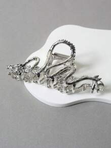 1 件装女士高档金属龙爪夹，大号发夹发爪发饰新款发夹骷髅发夹发夹发夹发夹发夹，休闲秋冬发饰女士度假装 - 銀色 - 查看 3