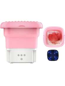Minil 8 Liter High Capacity Portable Folding Washing Machine With 3 Deep Cleaning Modes, Semi-Automatic Washing With Gentle Spin Drying - Pink - View 9