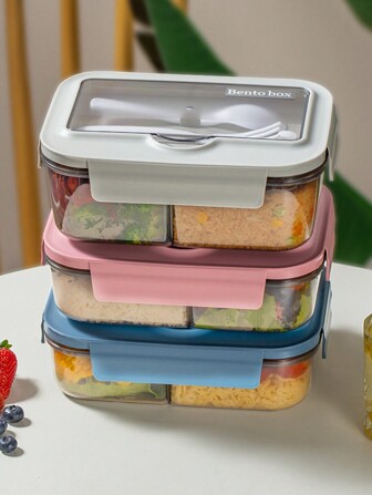 1pc 1100 ML Or 1400 ML Leakproof Square Lunch Box With Microwave Friendly Tableware For Office Workers, Teenagers, And School Students - Hand Washable Bento Box For Canteen, Back School, And Home Kitchen School Supplies,Christmas Gift