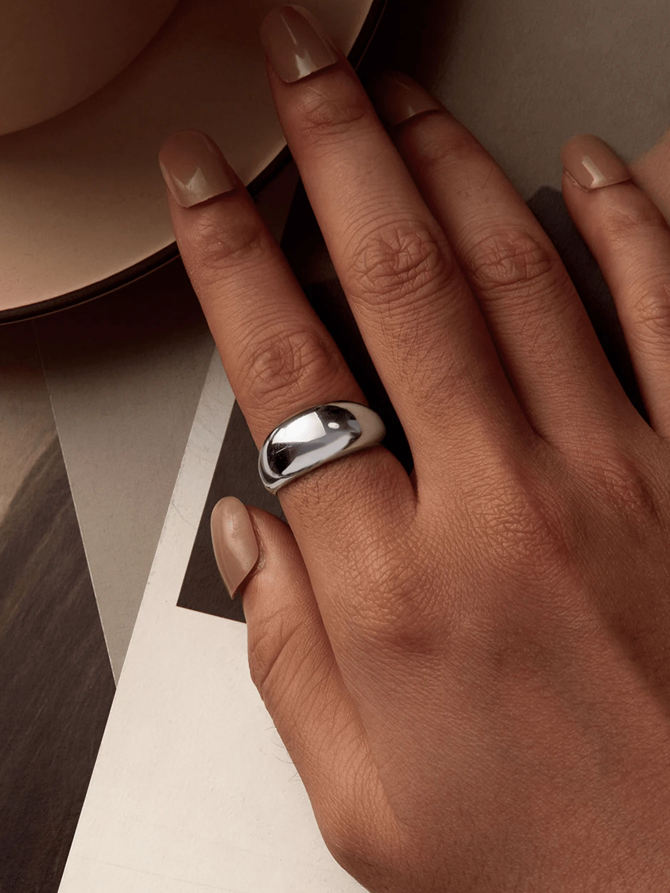 Bague épaisse pour femmes, bagues ouvertes niche pour femmes en argent, bague pour femmes