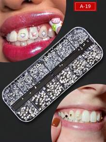 1 Box, DIY Flash Teeth Jewelry Y2k Small Round Rhinestones Hip Hop Style Tooth Decoration Music Festival Body Decoration Stickers - Multicolor - View 21