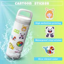 100 hojas de pegatinas de graffiti de animales de caricatura frescos y lindos de tamaño pequeño (4cm) - Multicolor - Ver 3