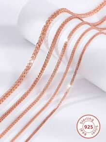 玫瑰金女士項鍊，S925純銀鎖骨頸鍊，粗金銀鏈毛衣項鍊 - 玫瑰金 - 查看 13