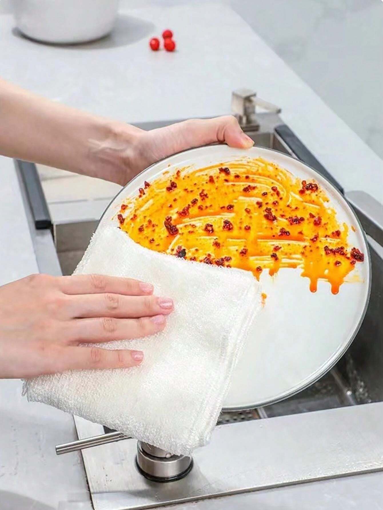 Absorbent Bamboo Fiber Dish Cloths, Kitchen Dishwashing Cloth, OilFree