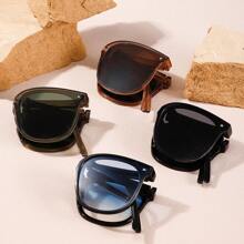 Bộ 4 cặp kính gọng tráng gương, càng kính có thể gập lại, kiểu dáng đơn giản, phối màu mới, nhỏ gọn và dễ cất giữ, thiết kế trung tính, gọng kính hình đinh tán cổ điển, mang đến vẻ thanh lịch và nữ tính, kính thời trang, phụ kiện đi biển, kính râm. - Nhiều màu - Xem 10